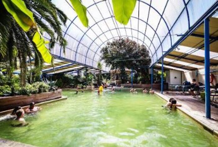 Indian Hot Springs geothermal pool under a glass dome